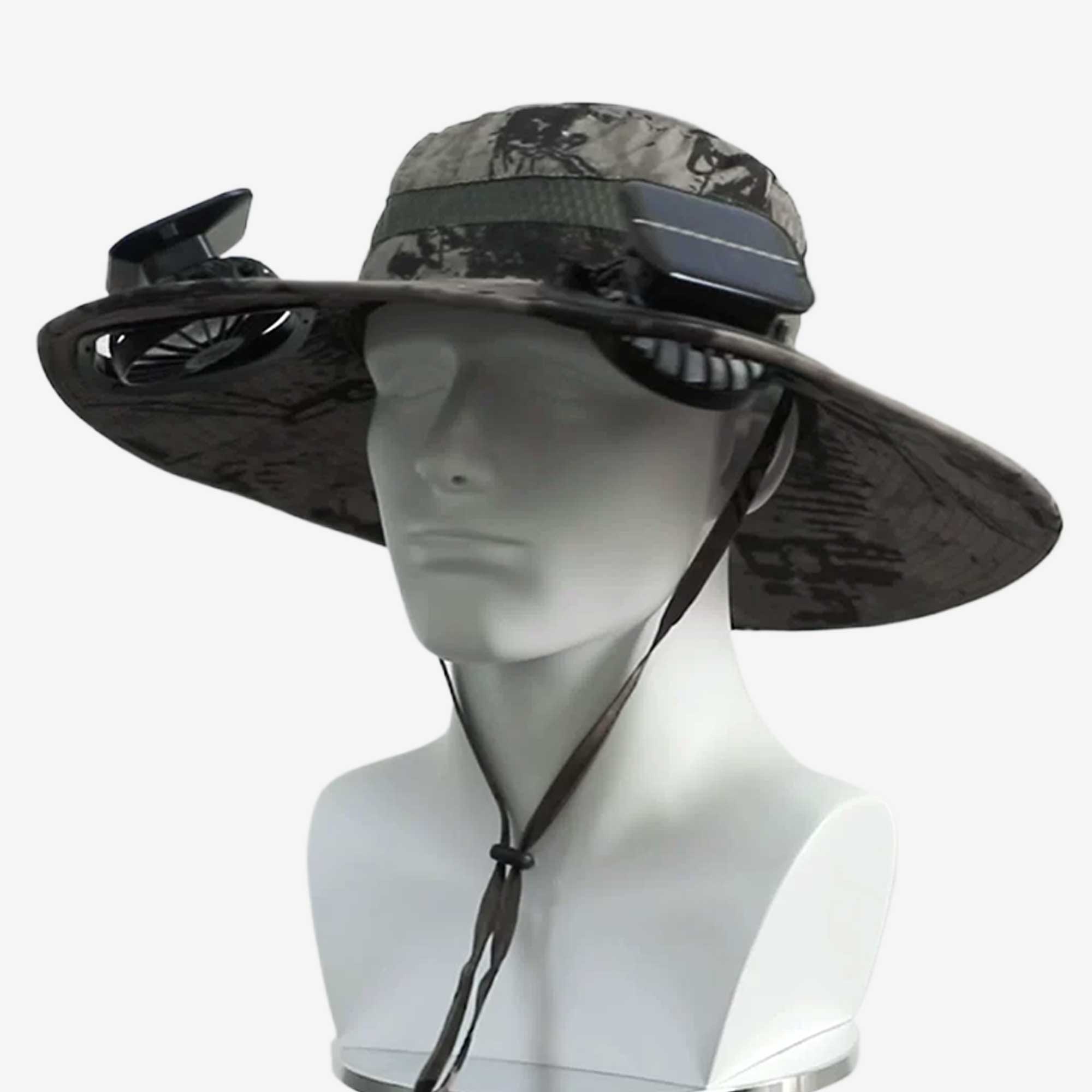 Lithium battery fan solar charging bucket hat