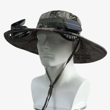 Lithium battery fan solar charging bucket hat